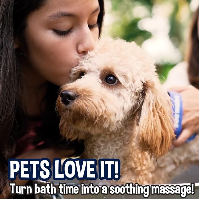 Bodhi Dog Shampoo Brush & Oatmeal Shampoo and Conditioner Bundle - Soothes and Moisturizes Dry, Itchy Skin - Bath Bundle for Shower, Showerhead, Sprayer & Bathing