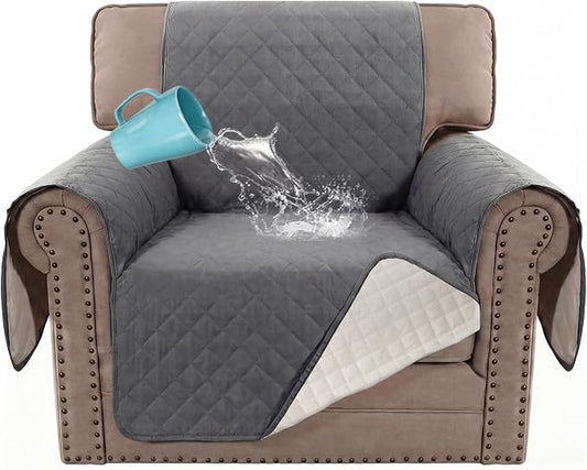 H.VERSAILTEX Chair Sofa Slipcover Sofa Cover 100% Waterproof Couch Cover Furniture Protector Cover with Elastic Straps for Pets Kids Children Dog Cat(Chair, Rocket Gray)