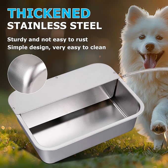 3 Gallon Automatic Dog Water Dispenser for Large Dogs Stainless Steel Bowl, Large Self Filling Auto Water Bowl Outdoor for Cats Livestock Chicken