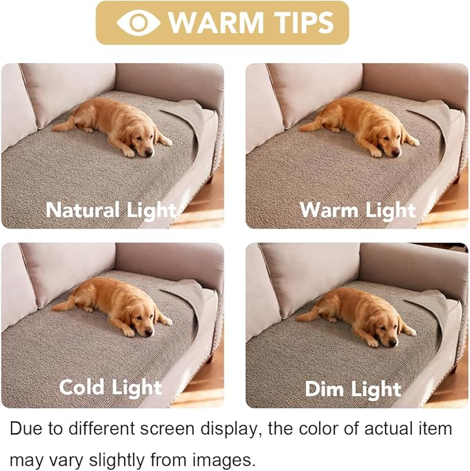 H.VERSAILTEX Non Slip Pet Couch Cover Chenille Dog Bed Protector Thick Soft Sofa Slipcover Pet Friendly Washable Couch Cushion Covers for Pets (30" x 53", Taupe)
