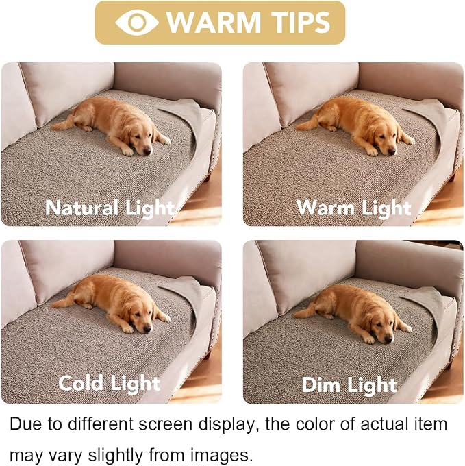 H.VERSAILTEX Non Slip Pet Couch Cover Chenille Dog Bed Protector Thick Soft Sofa Slipcover Pet Friendly Washable Couch Cushion Covers for Pets (40" x 50", Taupe)