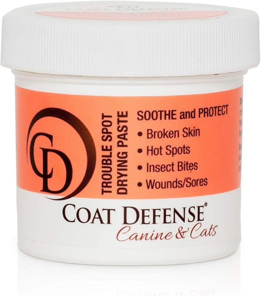 COAT DEFENSE Trouble Spot Drying Paste | Made in USA | 5 Oz Dog & Cat Skin Care, Itchy Skin & Allergies, Alleviates Hot Spots for Dogs & Cats, Insect Bites Relief & Dog Wound Care