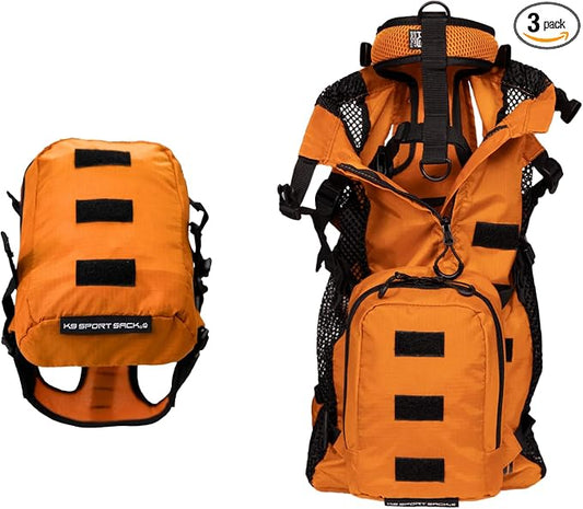 K9 Sport Sack Walk-On - X-Small, Sunset Orange - Ideal for Dogs with 9-12” Back Length - Lightweight, Packable, Backpack-Style Carrier - Includes Compatible Harness & Storage Bag