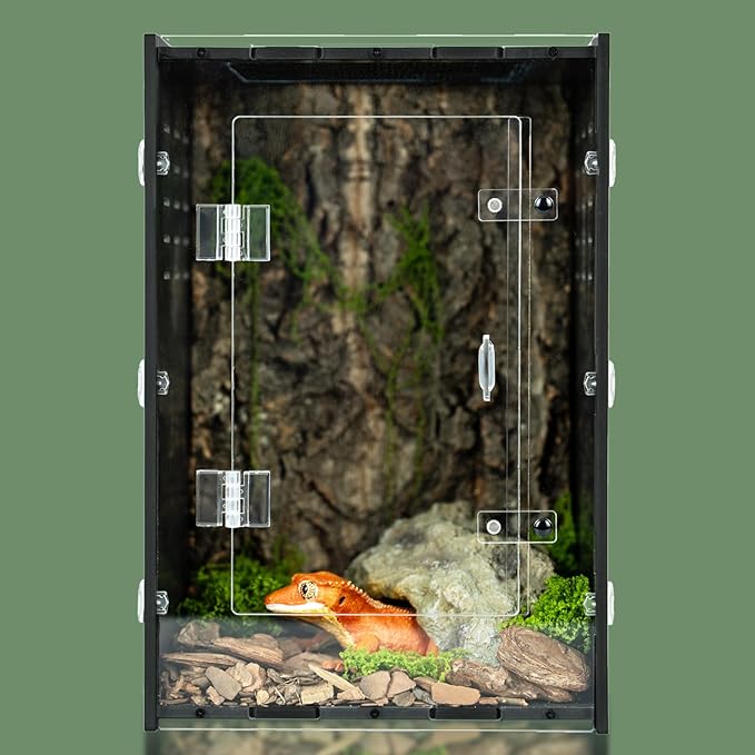 Reptile Tank 8x8x12 PVC Terrarium Enclosure for Crested Gecko, Lizard, Tarantula & Small Reptiles and Invertebrates