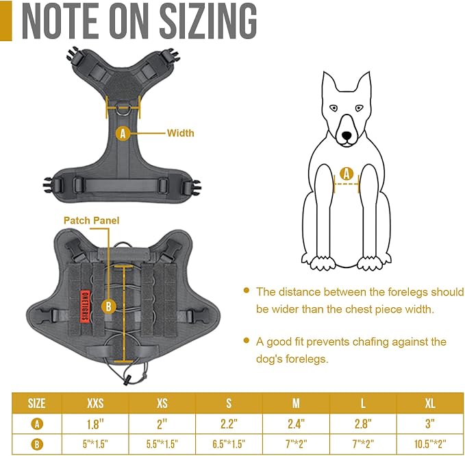 OneTigris Tactical Dog Harness No-Pull Service Vest for Small Medium Dogs | 1000D Pullable Nylon, with Control Handle and Hook & Loop Panels, Easy On & Off, Adjustable for Walking Training Gray M