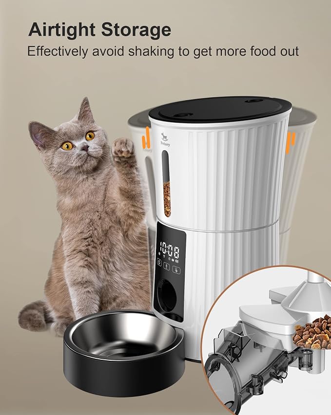 WiFi Automatic Cat Feeder - 4L Dry Food Dispenser for Cats and Dogs | App Control, 10 Meals Daily, Dual Power Supply, 10-Second Voice Recorder, with Desiccant Bag