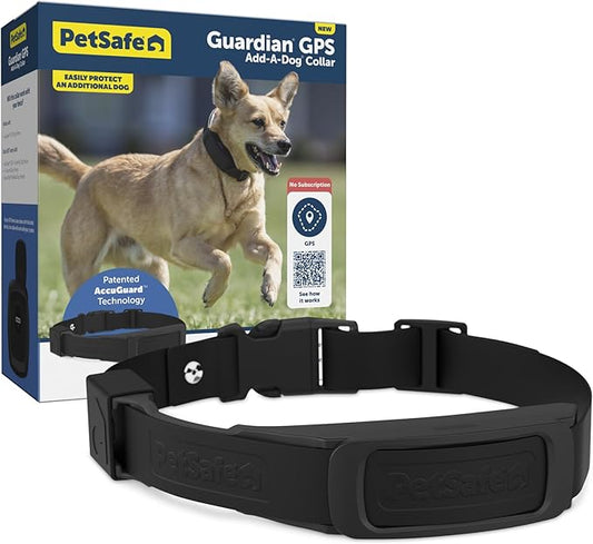 PetSafe Guardian GPS Dog Fence Add-A-Dog Collar - Add-On for Guardian GPS Fence System - AccuGuard Technology - Tone Vibration & 10 Levels of Static Correction - Waterproof Collar - Black