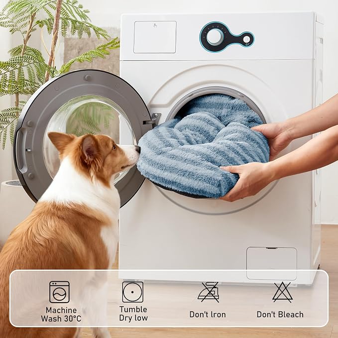 FURTIME Washable XL Dog Bed for Extra Large Dogs, Deluxe Dog Crate Beds | Comfy Fluffy Kennel Pad Anti-Slip Pet Sleeping Mat, Machine Washable Dogs Pillow, 44"x32"x4", Blue