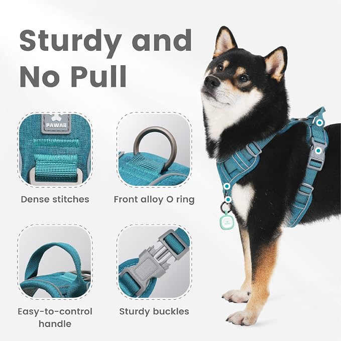 Pawaii Small Dog Harness - Soft Padded Pet Vest with ID Tag, No Choke, Adjustable Control Handle