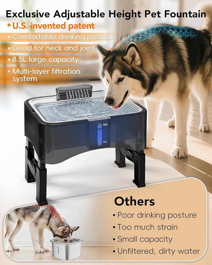 UPSKY 10 Pcs Replacement Filters for 8.5L Elevated Dog Water Fountain | Multi-layer Filtration, Removes Hair, Odors & Heavy Metals, Keeps Water Clean & Fresh, Individual Packaging