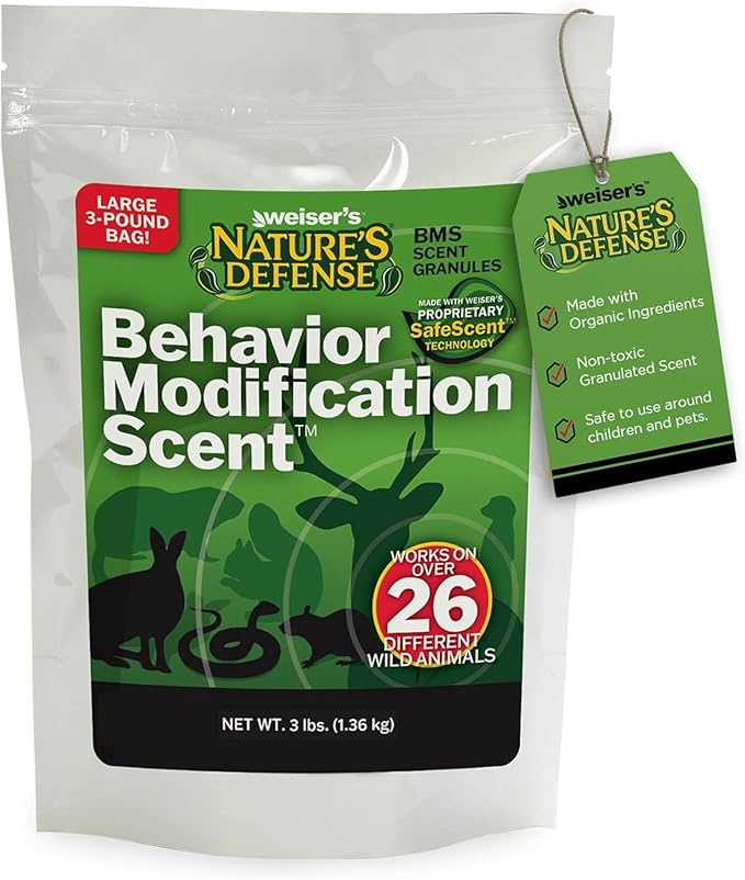 Nature's Defense Organic Animal Repellent Granules | 7 Certified Organic Ingredients | 94.1% Effective | Repels Deer, Mice, Cats, Rabbits & 20+ More | Safe for Kids & Pets | 44 oz