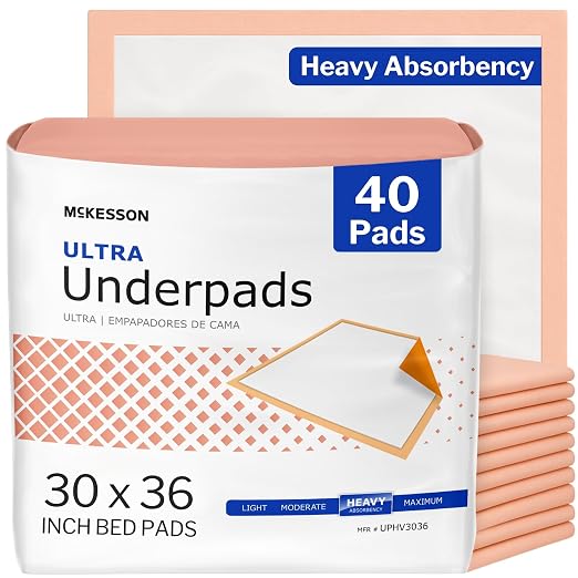 McKesson Underpads Bed Pads, Heavy Absorbency, 30 x 36 in, 40 ct | Chux Pads for Adults and Elderly, Baby Changing, Pee Pad for Pets