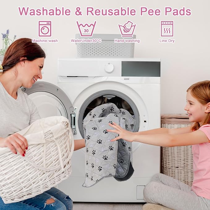 2 Pack 36"x 41" Waterproof Non Slip Wee pad，Reusable Washable Pee Pads for Dogs，Absorbent and Leakproof Training Mats for Potty, Bed, Sofa, Potty Training