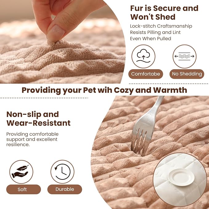 Couch Cover for Dogs Washable, Non Slip Couch Covers for 3 Cushion Sofa Pet Friendly, Fuzzy Pet Couch Cushion Covers for Dog,Thick,Soft for Sofa Protector (Coffee, 27.6" x 82.7"/70 x 210cm)