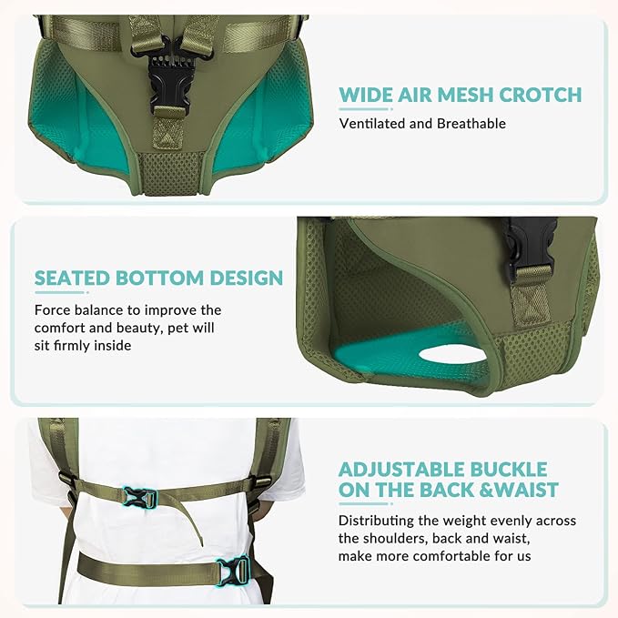 Lukovee Dog Backpack Carrier, Adjustable Front Carrier for Small Breeds | Legs Out Easy-fit, Hands Free, Lightweight, Dog Chest Pack for Hiking Travel Cycling Outdoor (GR,M)