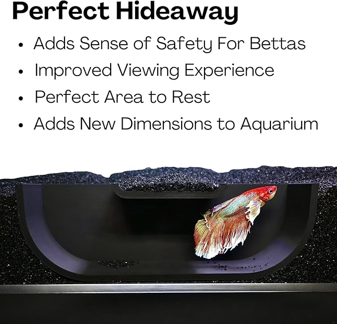 Betta Underground Tunnel Hideout Cave | Aquarium Hide For Small Fish and Shrimp | Viewing Betta Fish Rest Hammock Enrichment Toy | Betta Fish Tank Accessories Supplies Decorations Ornaments Toys Decor