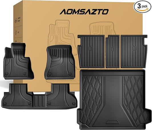 Floor Mats & Cargo Liner & Backrest Mat Compatible with BMW X5 2014-2018 | All Weather Protection for BMW F15 Trunk Mat Back Seat Cover Protector Full Set