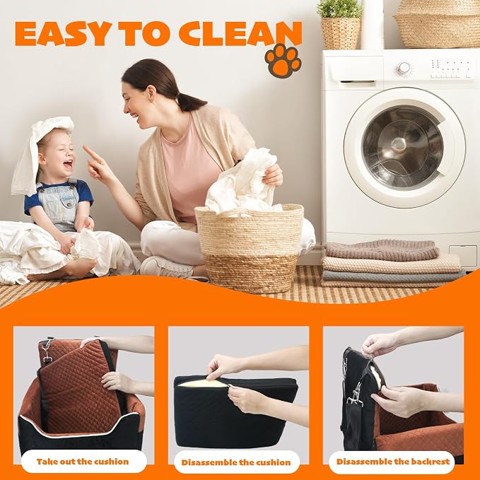 ALL GOOD PET SUPPLIES Dog Car Seat for Small/Medium Dogs Under 35lbs | Soft Memory Foam Booster Car Seat with Detachable Washable Cover and Cushion, Puppy Dog Car Bed