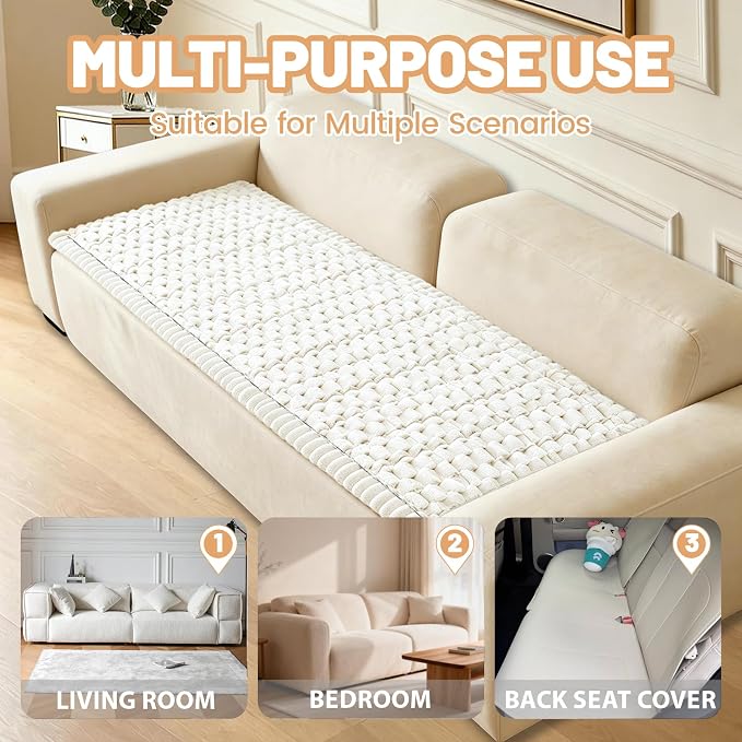 Couch Cover for Dogs Washable,Non Slip Fuzzy Durable Pet Friendly Cozy | Soft Slipcovers for 3 Cushion Sofa Cover,Plush Thick Protector Fits Mat Bed Leather & Fabric Couches (Beige 27.6"x70.9")
