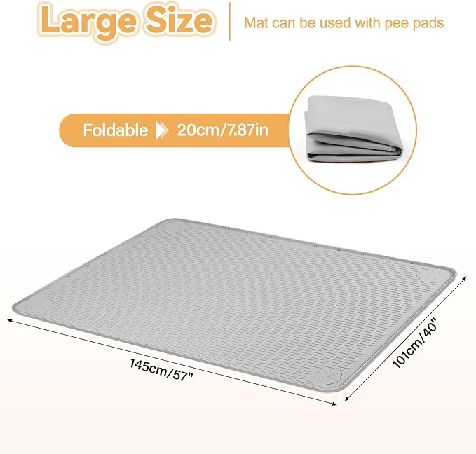 57" x40" Reusable Training Pads for Dogs Extra Large | Silicone Dogs Mats Non-Slip Dog Training Pads Dog Pee Pad for Potty Training Floor Protector (Light Grey)