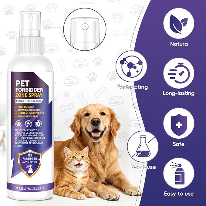 Bitter Apple Spray for Dogs 200ML，No Chew Spray for Dogs Natural Dog Deterrent Spray for Pet Behavior Training Deters Chewing - Safe for Skin & Furniture