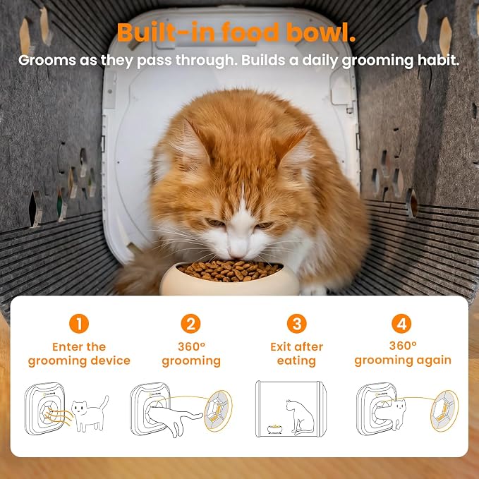 Neo Cat Self Groomer House with 6 Flexible Brushes and Food Bowl