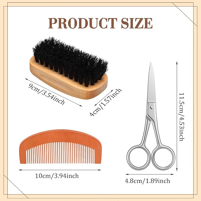 Maitys 10 Set Appreciation Gifts Bulk Beard Brush Comb Scissors,Rectangle | Boar Bristle Beard Brush, for Men Father Colleague Employee