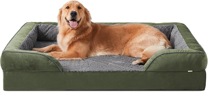 Orthopedic Dog Beds Large Sized, XL Egg-Crate Foam Dog Couch with Washable Removable Cover, Waterproof Lining and Nonskid Bottom