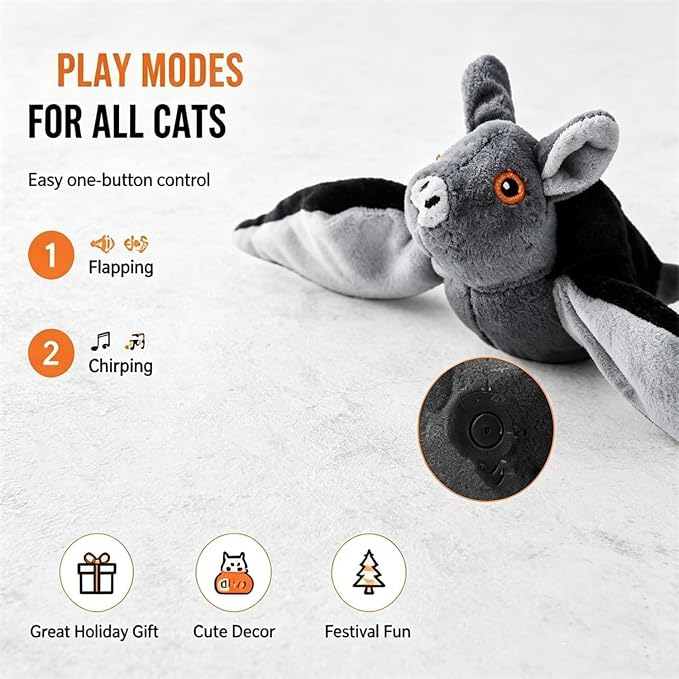 Flying Bat Dog Toy, 2026 New Flying Bat Toy for Dogs, Flapping Wings Interactive Pet Toy with Chirping Engages Cats and Dogs, Detachable USB Rechargeable, Hanging and Ground Play ，Chick：2PCS