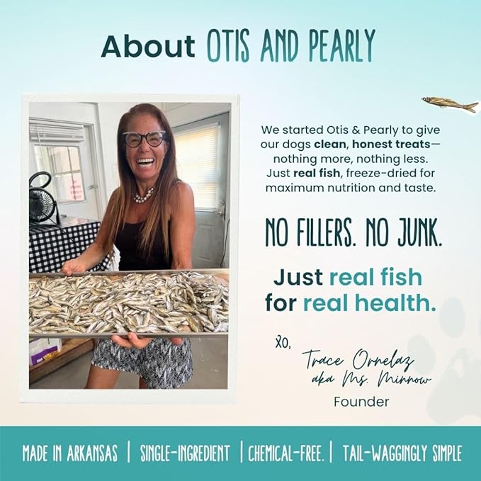Otis & Pearly Freeze Dried Minnow Dog Treats - Single Ingredient, Made in USA - Healthy Protein Treat for Small, Medium, Large Breeds, 1 oz