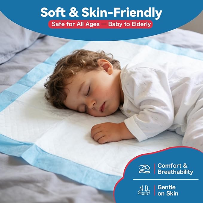 BIGGMED 36" x 36" 100 Count Tear-Resistant Disposable Bed Pads Super Absorbent Underpads, 3XL Extra Large Chux Pads, Thicker Incontinence Bed Pads for Adults, Kids, Elderly, Pee Pads