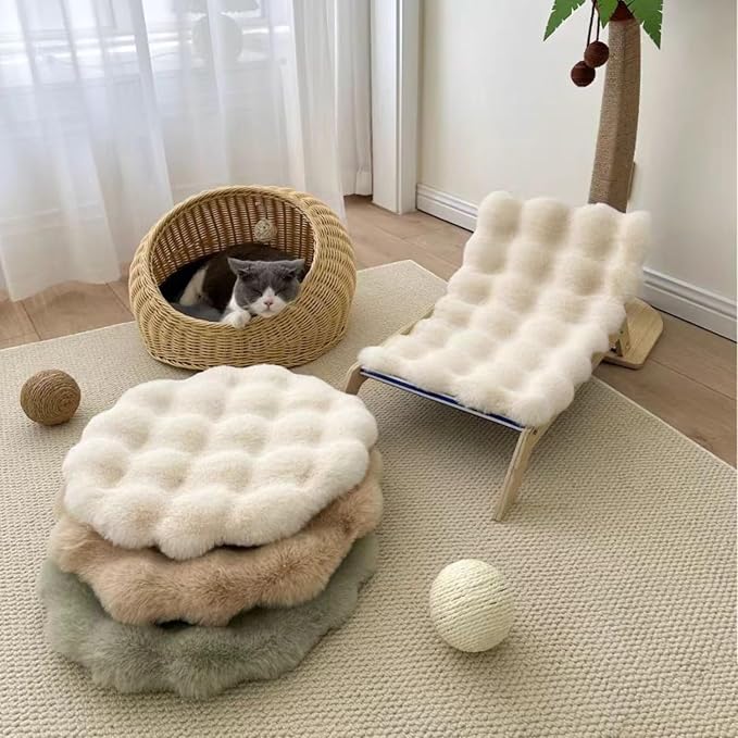 SHENGOCASE Pet Cushion Pad, 15.7 x 23.6 inches, 2-Pack, Faux Fur Dog Cat Kneading Pillow, Washable Crate Mat, Beige
