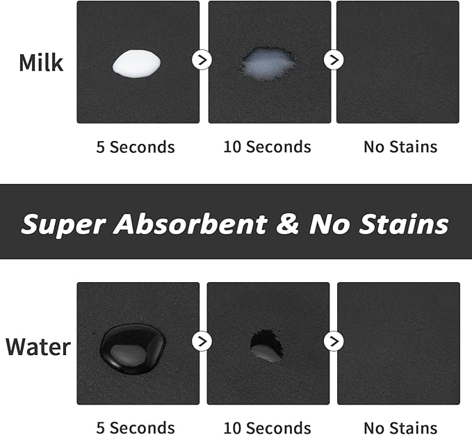 HotLive Dog Food Mat - Absorbent Cat Mat for Food and Water, No Stains Pet Feeding Bowl Mat, Easy to Clean Pet Placemats, Quick Dry Dog Water Dispenser Mat for Messy Drinkers | Paw Black 18"x 28"
