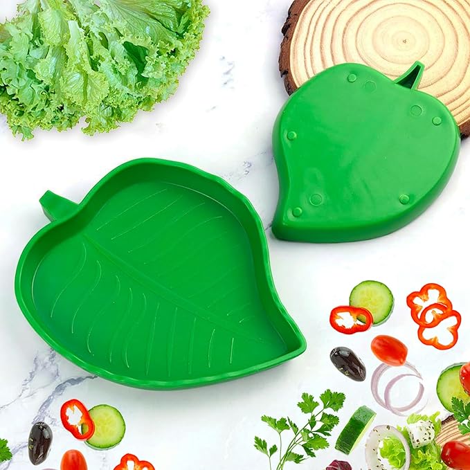 2-Pack Leaf Shape Reptile Food & Water Bowl, 2 Sizes Tortoise Feeding Dish, Multipurpose Reptile Habitat Bowl for Bearded Dragon, Lizard, Gecko, Corn Snake & Crawl Pets