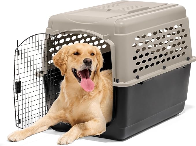 Petmate Vari Dog Kennel - Portable Dog Carriers & Crates for Large Dogs, Airline-Friendly, Durable Plastic, Pet Carrier For Home and Travel, 40 Inches, Taupe and Black