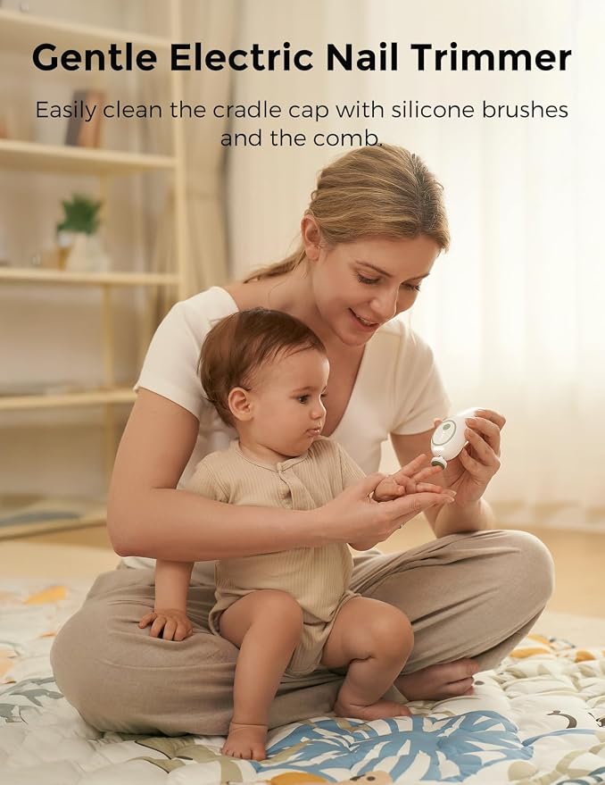 Momcozy Baby Kit, Baby Shower Gift Must-Haves & Registry Essential Kit | Grooming & Cleansing Care Set for Newborn, Electric Nail File, Teether, Bath Brush, Cradle Cap Brush, Comb, Finger Toothbrush