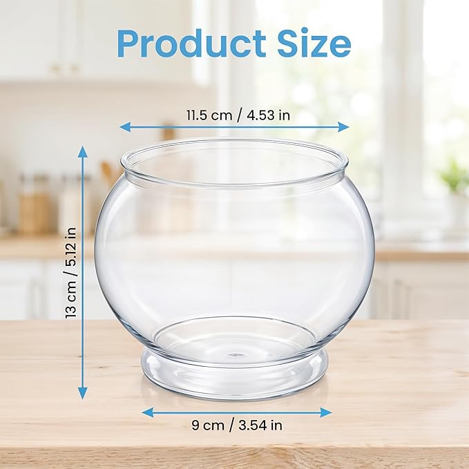 Mini Plastic Fish Bowl 38 oz Decorative Small Fish Tank Round Plastic Fishbowl Unbreakable Aquarium Starter Kit for Hydroponic Planter Centerpiece Vases Party Decorations