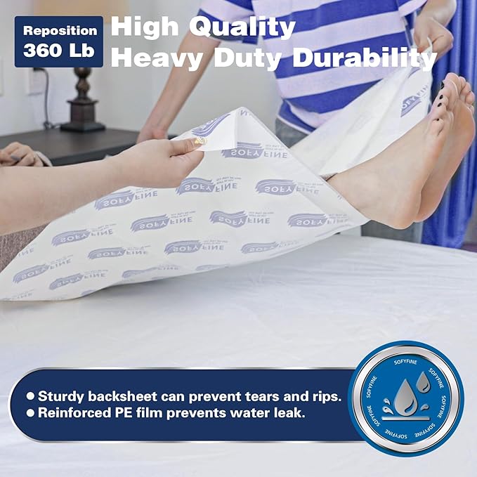 SOFYFINE Biggest Chucks Disposable 57"x36" Tear Resistant 215 Gram Heavy Duty Adults Incontinence Bed Pads, 5XL Extra Large Thicken Puppy Pee Pad, 10X Absorbency 360 Lb Transfer[10 Pads]