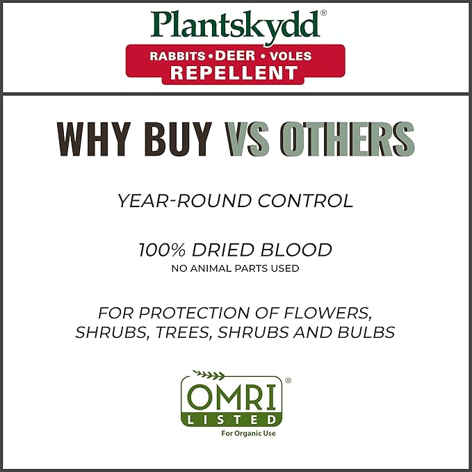 Plantskydd Animal Repellent - Repels Deer, Rabbits, Elk, Moose, Hares, Voles, Squirrels, Chipmunks and Other Herbivores; 8 LB Granular Shaker Jug (PS-VRD-8)