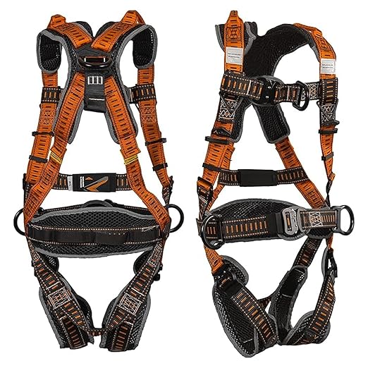 Razorback Elite MAXX - Safety Harness and Fall Protection Kit with Sewn in Lumbar Support Belt and Built-in Rescue Handles for Fall Arrest, OSHA & ANSI Compliant (Small-Medium)