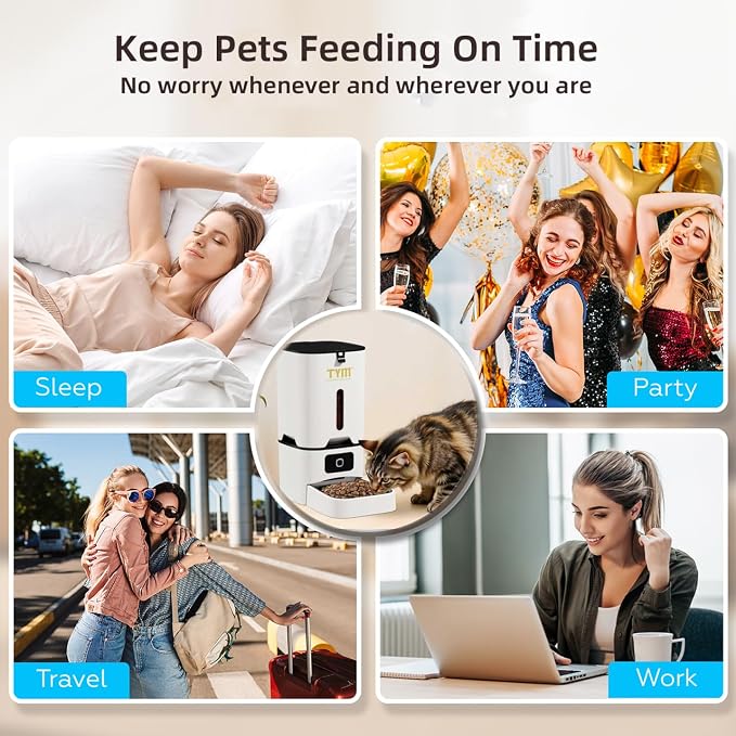 7L Automatic Cat Feeder, WiFi Timed Food Dispenser for Cats Small Pets | Large Capacity | Programmable | 2–4 Weeks Food Storage | Weight / Diet Control | Stainless Steel Bowl | Dual Power Supply