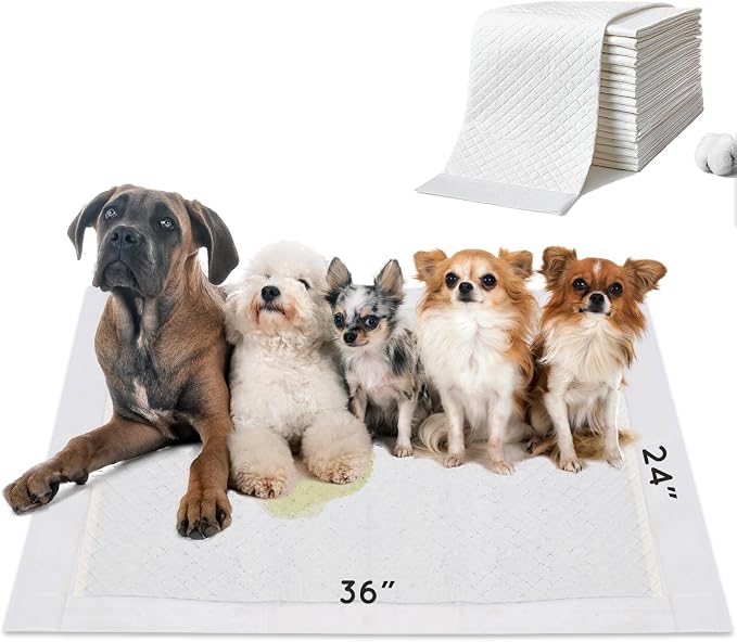 HQ4US 4LEGS Dog Pee Pads, Thick/Ultra Absorbent Puppy Dog Training Pads, Large Size 36”×24”，Odor Eliminating Gel, Deodorizing Factors, with Pet Inducer (35 Count)
