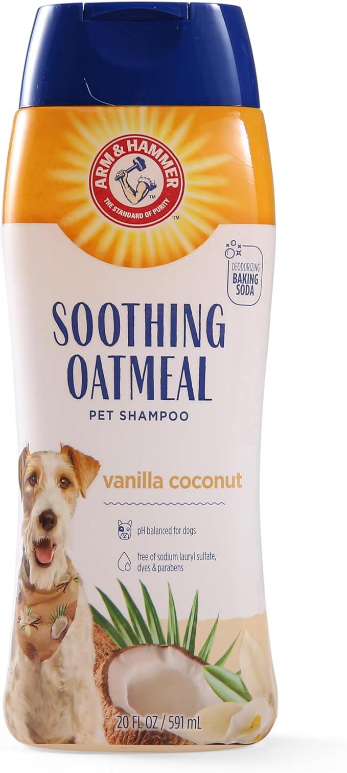 Arm & Hammer for Pets Soothing Oatmeal Dog Shampoo, Vanilla Coconut Scent, Baking Soda Odor Control, Moisturizing Shampoo for Dry Dog Skin, pH Balanced for Dogs, 20 Fl Oz - 6 Pack