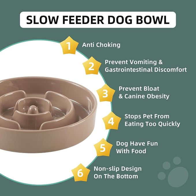 Havniva Dog Bowls Slow Feeder, Ceramic Slow Feeder Dog Bowls for Fast Eater | 3.2 Cups Dog Food Bowl Puzzle Feeder, Slow Feeding Bowls for Large Dogs, Non-Slip Base, Anti-Choking