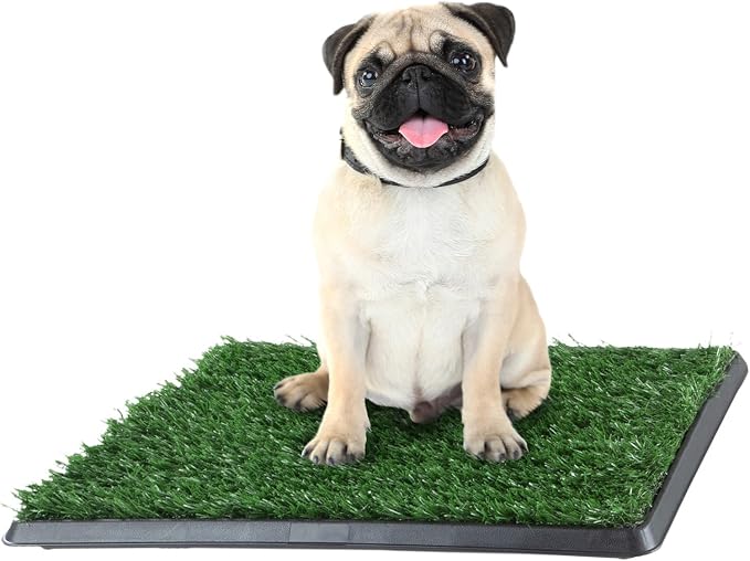 PETMAKER Artificial Grass Puppy Pee Pad for Dogs and Small Pets, 16” x 20” | Reusable 3-Layer Turf Pads for Dogs with Tray, Indoor and Outdoor Fake Grass Potty, Pet Supplies