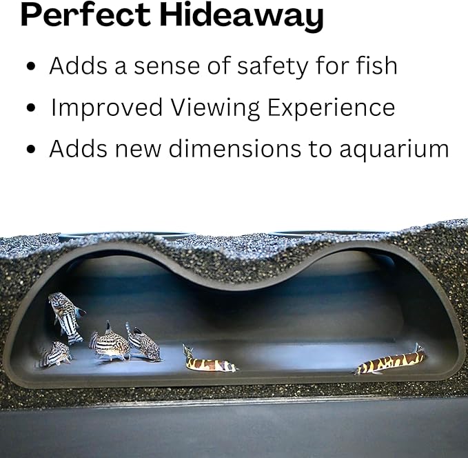 Lucky Critter Aquarium Underground Tunnel Cave Natural Curve Two Hole | Viewing Fish & Shrimp Under Gravel Tunnel | Fish Tank Decor Decoration Hideout Perfect for Corydora Catfish, Kuhli Loach, Pleco