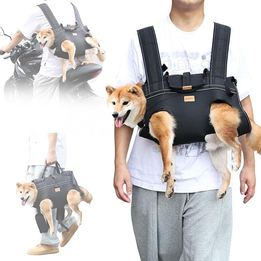 Dog Lift Harness Backpack Carrier for Large Dogs, Full Body Sling with Handle, Dog Harness for Joint Injuries, Arthritis, Ideal for Stairs, Elderly Dogs (Large 20-29LBS)