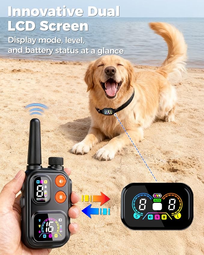 2-in-1 Dog Shock & Bark Collar with Remote – 4500FT Anti-Barking E Collars for Dog Training, IP67 Waterproof for Small Medium Large Breed (8-120Lbs)