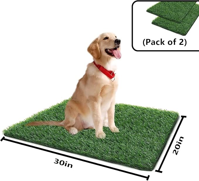Artificial Grass for Dogs Pee Tray Fake Grass Mat for Professional Puppy Potty Trainer Replacement Dog Grass Pad for Indoor and Outdoor (30 x 20 Inch(Pack of 2))