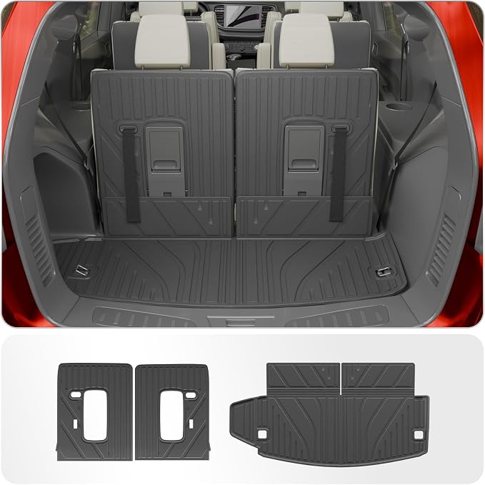 Cargo Mat Compatible with 2016-2025 2026 Dodge Durango Trunk Liner for 6&7 Seats Cargo Area Protection All Weather Back Seat Cover 2024 Durango Accessories (3rd Row Backrest Mats+Trunk Mats)